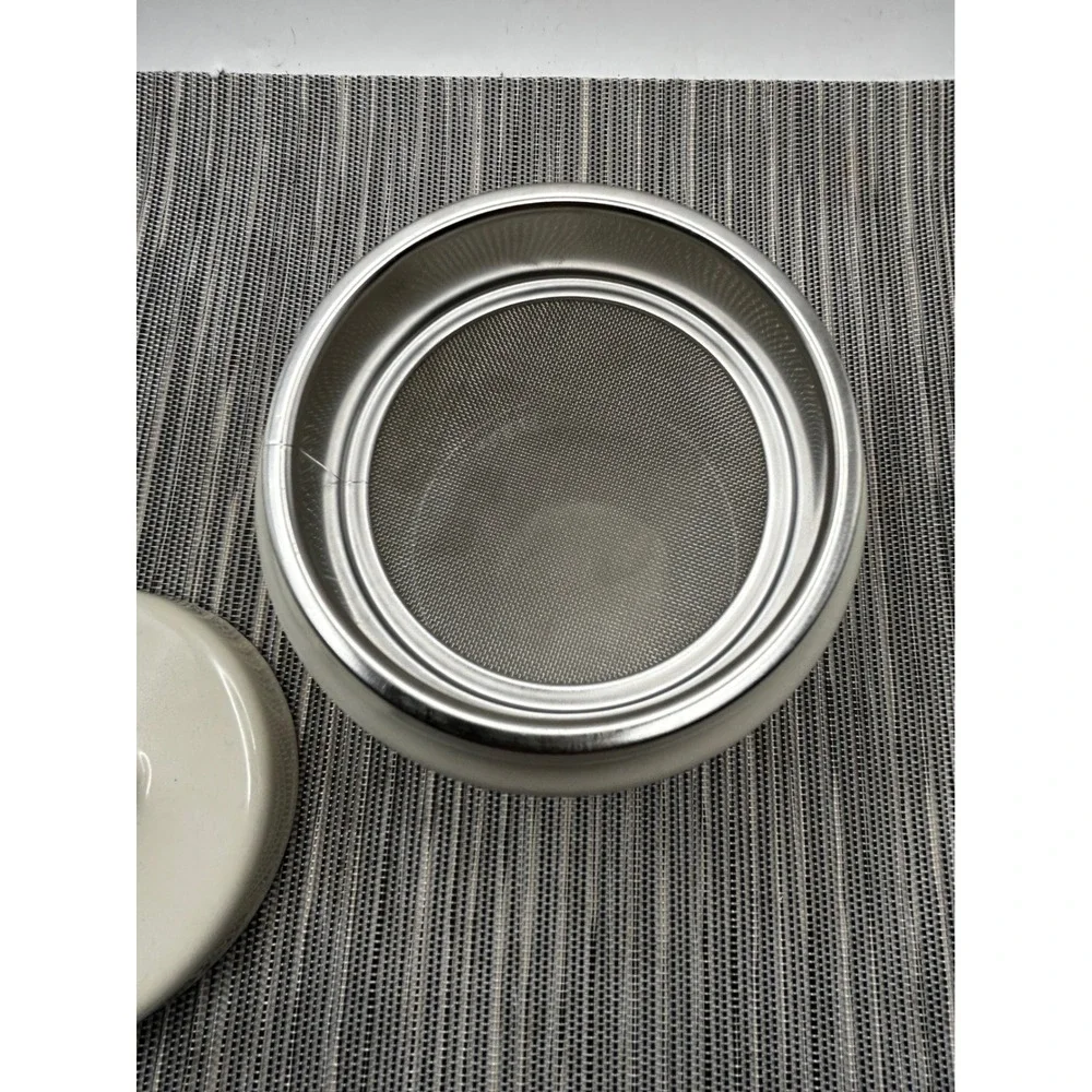 The Pioneer Woman Breezy Blossom Bacon Grease Canister Enamel Steel Strainer Lid